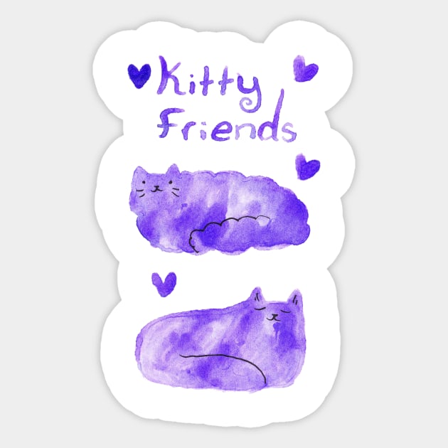Purple Watercolor Kitty Friends Sticker by saradaboru
